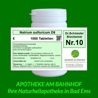 Schüssler-só nr.10 natrium sulfuricum D6 Bombastus 1000 tabletta