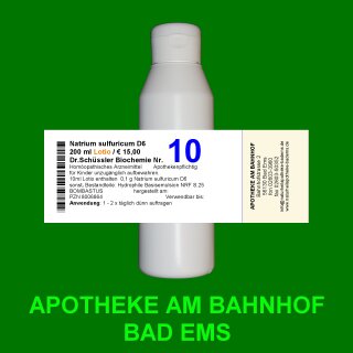 Biochemie Nr.10 Natrium sulfuricum D6 Lotio 200 ml