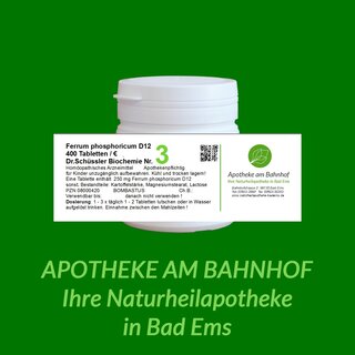 Schüßler-Salz Nr.3 Ferrum phosphoricum D12 - 400 Tabletten Bombastus