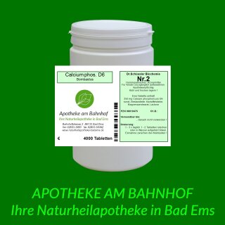 Cell-salt (Schüssler) nr.2 calcarea phosphoricum 6D Bombastus 4000 tablets