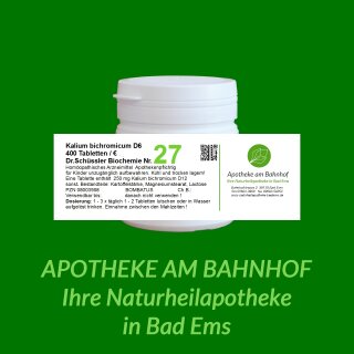 Schüßler-Salz Nr.27 Kalium bichromicum D6 - 400 Tabletten Bombastus