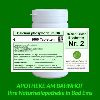 Schüssler-só nr.2 calcium phosphoricum D6 Bombastus 1000 tabletta